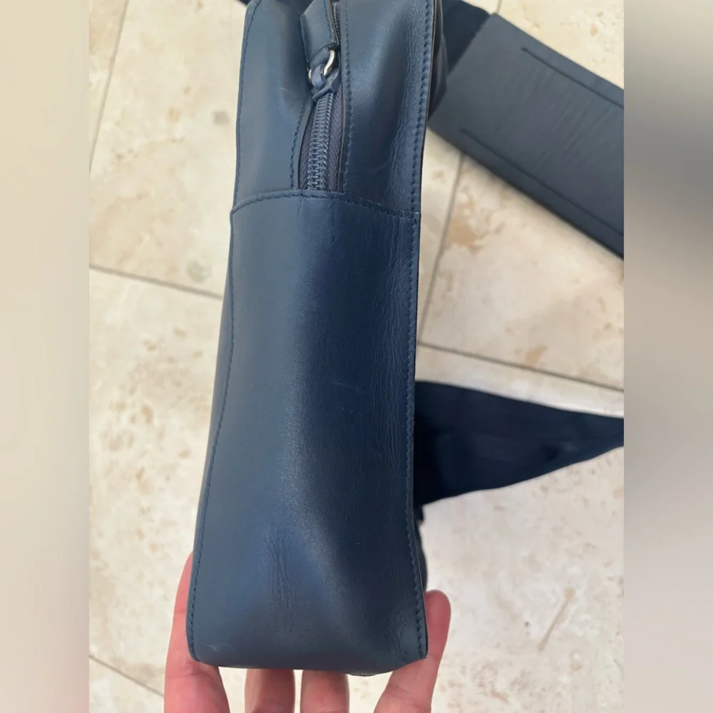 Prada Leather Navy Crossbody Bag with nylon strap Travel